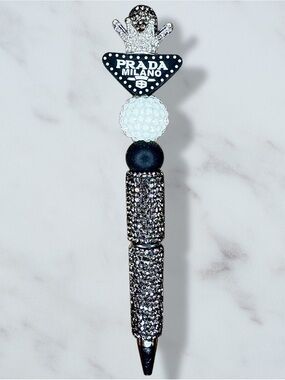 Fashion Prada Black & White Tiara Rhinestone Twist Pen